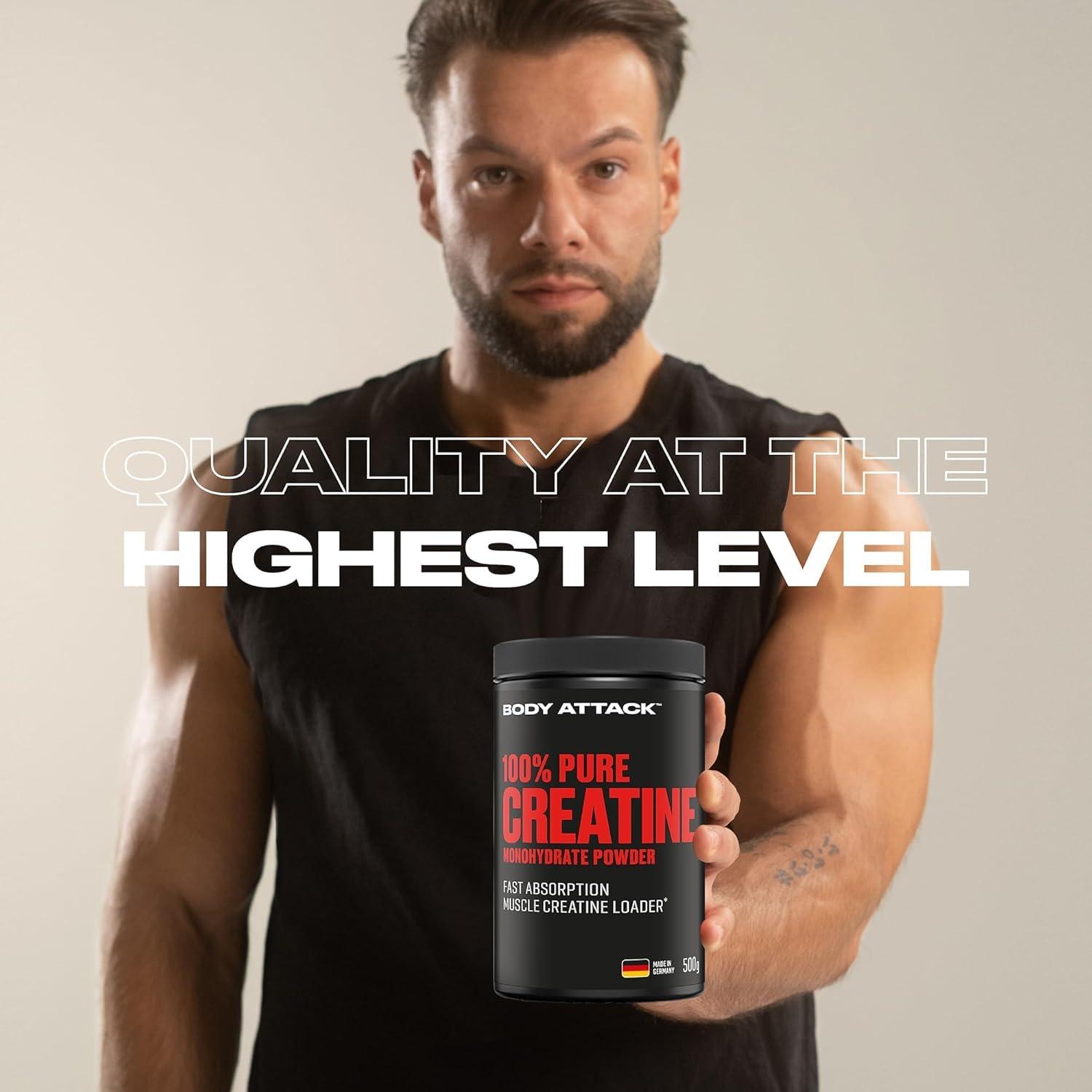 Body Attack 100 Pure Creatine Capsules, 240 Capsules, 1 Pack (1 x 221g) 24842 500g - urmax
