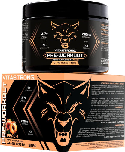 🔥 Vitastrong Pre Workout – 300 г | 24 дози | Портокалов вкус 🏋️‍♂️ Енергия, издръжливост и максимална концентрация за всяка тренировка! - urmax