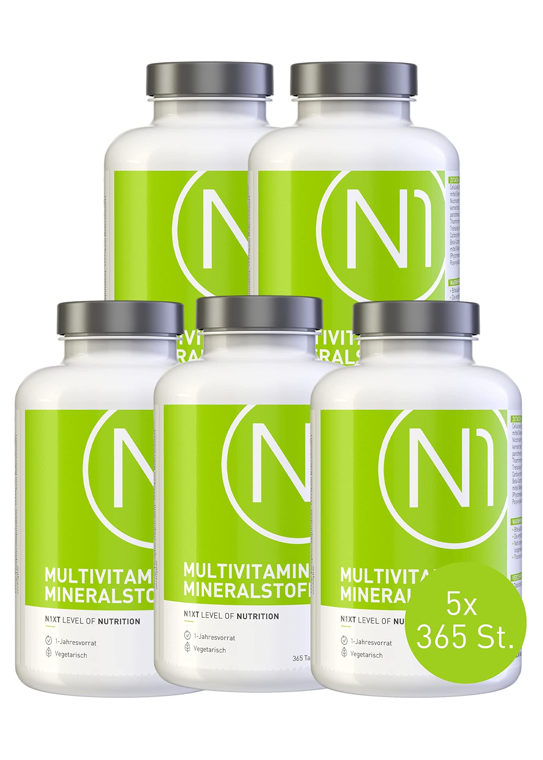 N1 Multivitamin Tabletten hochdosiert - Alle Vitamine + Mineralien - 365 Tabl. Jahresvorrat - vegetarisch - Nahrungsergänzungsmittel - urmax