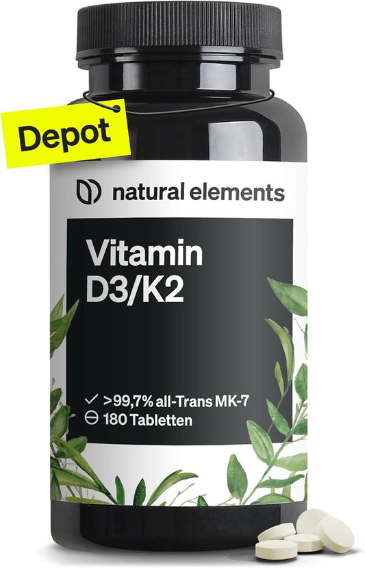 🌞 Vitamin D3 + K2 Depot – 180 Таблетки | Висококачествена формула с K2VITAL® и 5000 IE D3 🔬 Премиум качество | Без добавки | Произведено в Германия - urmax