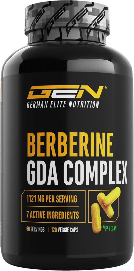 Berberin HCL Komplex - Hochdosiert mit 1120 mg pro Tagesportion - GDA Formel mit 7 aktiven Inhaltsstoffen - 120 Kapseln - Vegan - urmax