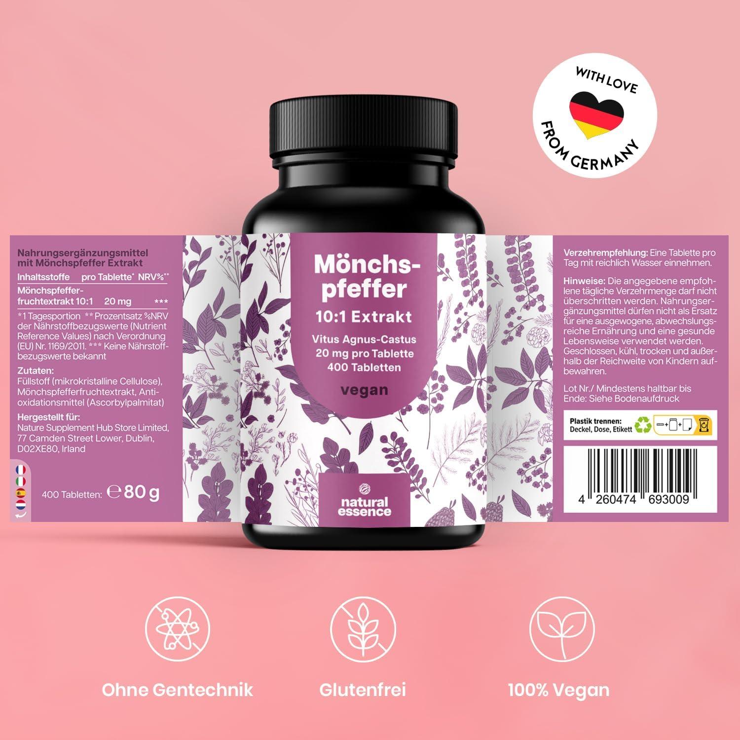 Mönchspfeffer Hochdosiert - 400 Таблетки, 20mg на Таблетка – Натурална подкрепа за женското здраве 💖 Хормонален баланс и емоционално благополучие – естествено и ефективно! - urmax