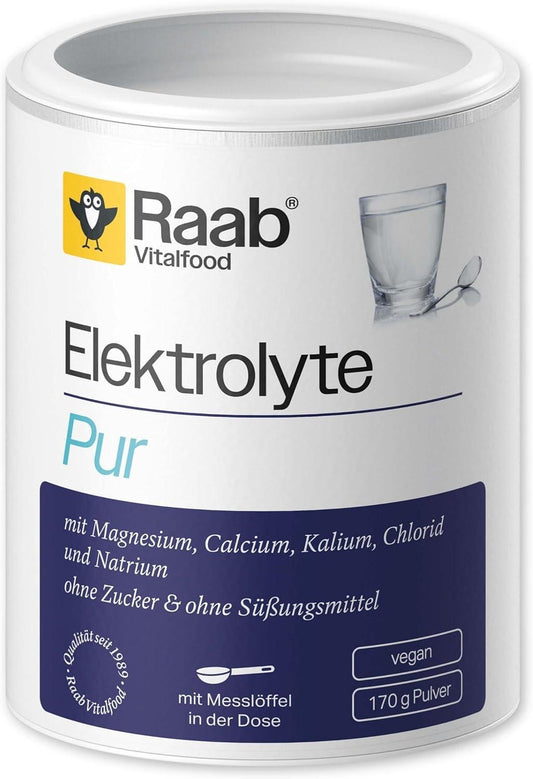 Raab Vitalfood® Elektrolyte Pur (170 g) - vegan, mit Messlöffel, Elektrolyte Pulver ohne Zucker und ohne Süßungsmittel, Perfekt für Sportler bei Flüssigkeitsverlust - urmax