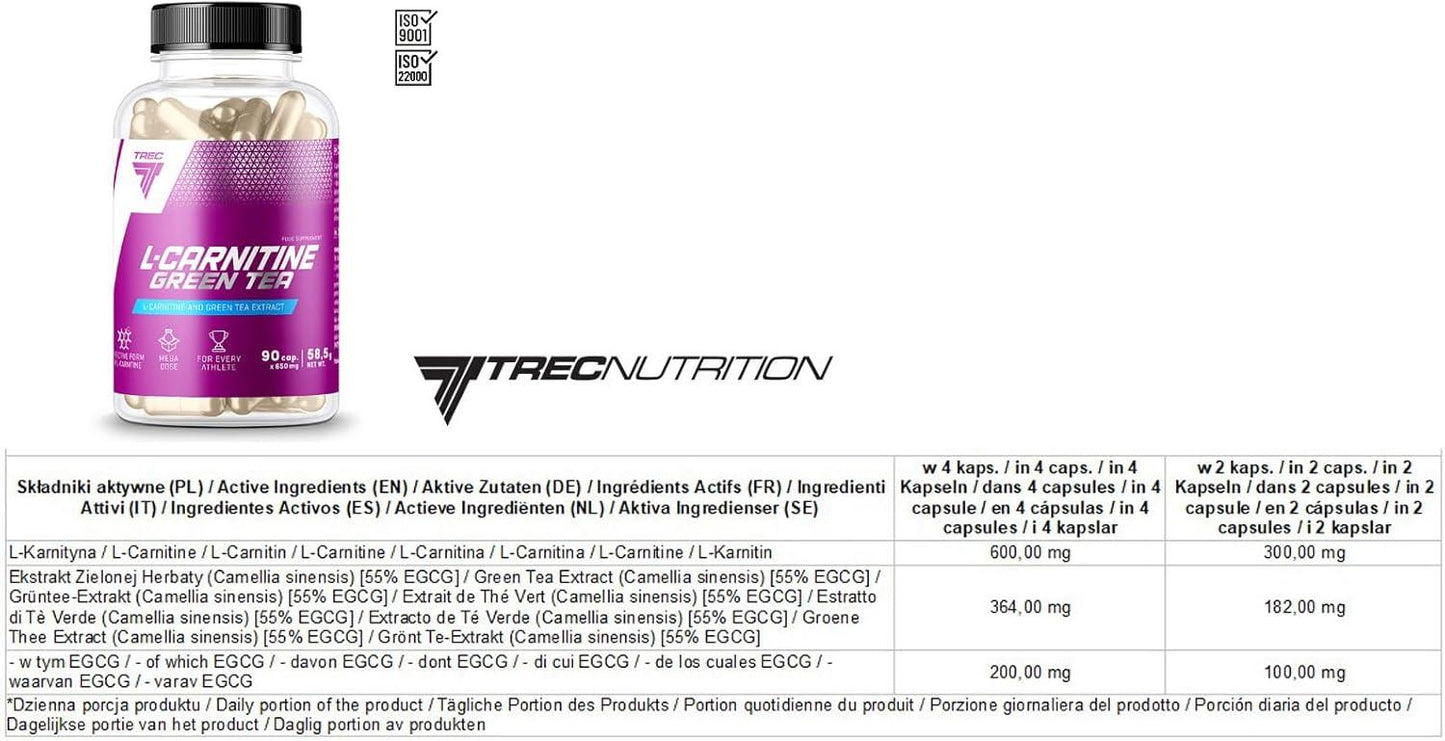 🔥 Trec Nutrition L-Carnitine + Green Tea – 90 капсули | Изгаряне на мазнини и повишаване на енергията 🏋️‍♂️ Енергия, бърз метаболизъм и изгаряне на мазнини – всичко в една капсула! - urmax