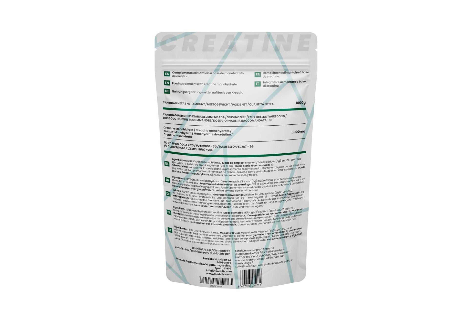 💪 Foodelis Creatin Monohydrat Pulver | 500g | 100% Чист Микронизиран Креатин | Без ГМО и Веган ✅ Подкрепете силата, издръжливостта и мускулния растеж с висококачествен креатин-монохидрат! - urmax