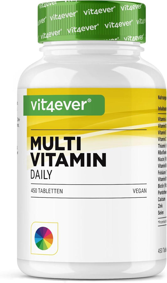Multivitamin Daily - 450 Tabletten mit Bioaktiv-Formen - 15 Monate Vorrat - Wertvolle Mineralien & alle A-Z Vitamine - Vegan - urmax