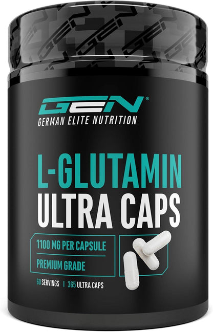 L-Glutamin Ultra Caps - 365 Капсули, 1100 mg Всяка – Висококачествен и Ултрафин L-Глутамин 💪 Бързо възстановяване, силна имунна система и оптимална мускулна подкрепа! - urmax