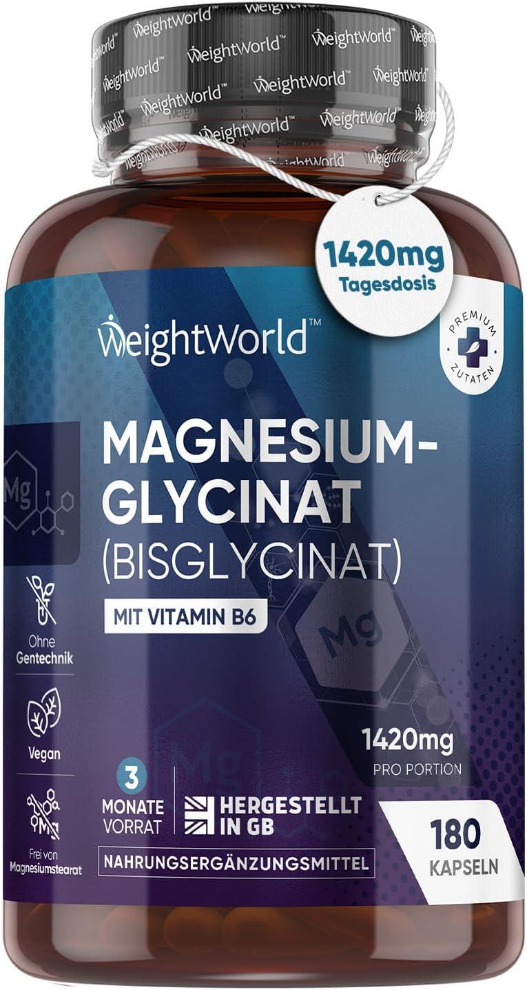 🔥 Magnesium Glycinat – 180 Капсули | 1420 mg Магнезиев Бисглицинат + Витамин B6 | 200 mg Елементарен Магнезий на Дневна Доза | Подкрепа за Мускули, Кости и Енергия 🏆 ПОДОБРЕНА ФОРМУЛА ЗА ОПТИМАЛНА АБСОРБЦИЯ И БЕЗ СТОМАШЕН ДИСКОМФОРТ! - urmax