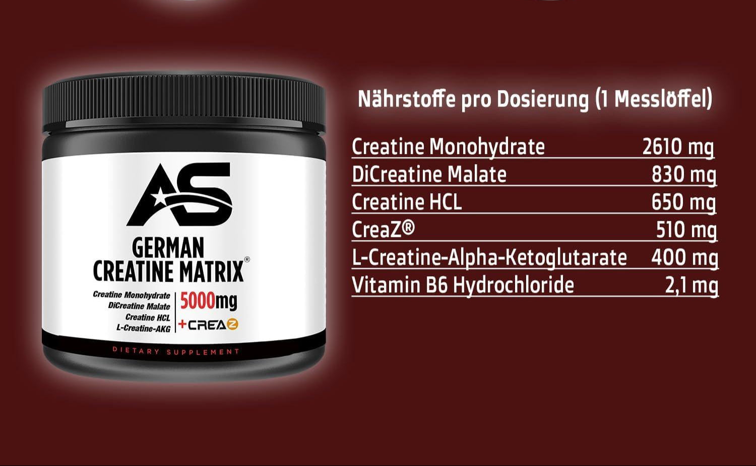 American Supps German Creatine Matrix 300g - Hochdosiertes Kreatin Pulver- ohne Geschmack - urmax