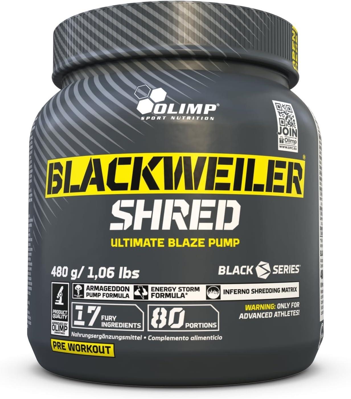 Olimp Sport Nutrition Blackweiler Shred, Exotic Orange, 480 g, Pre Workout Booster und Fettverbrenner, L-Arginin und Beta-Alanin - urmax