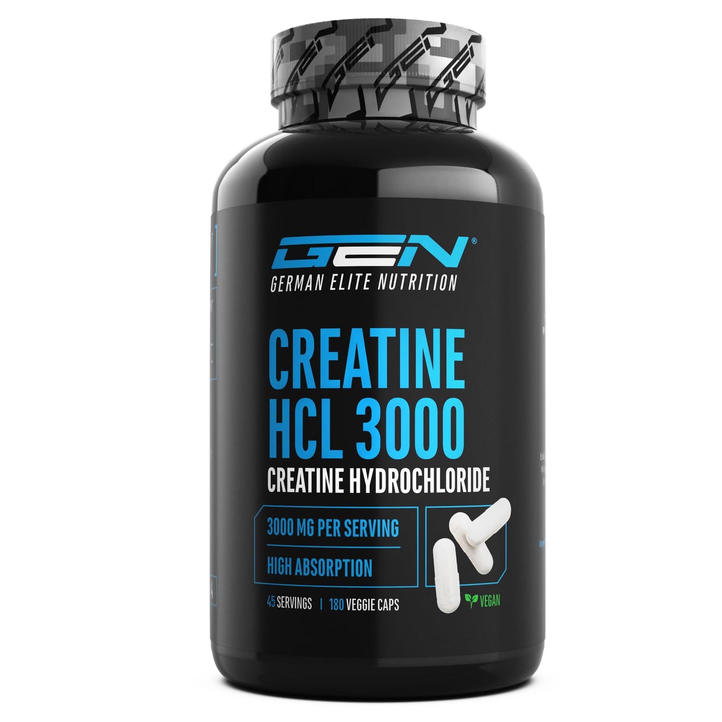 Creatine HCL - 180 Capsules - High Dose with 3000 mg - Pure Creatine Hydrochloride - High Absorption - High Bioavailability - Vegan - urmax