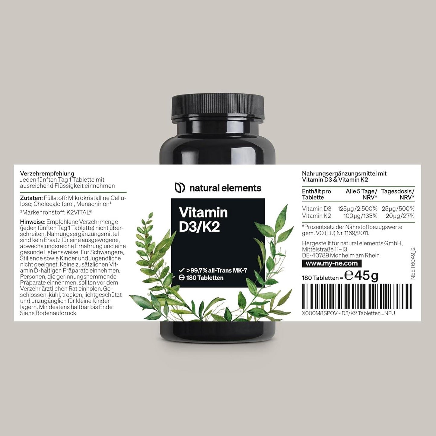 🌞 Vitamin D3 + K2 Depot – 180 Таблетки | Висококачествена формула с K2VITAL® и 5000 IE D3 🔬 Премиум качество | Без добавки | Произведено в Германия - urmax