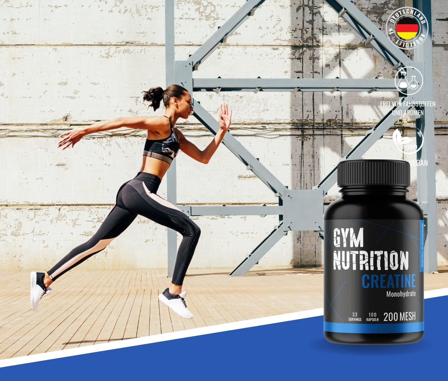 CREATIN Monohydrat Kapseln 3000mg Caps - 200 Creatine hochdosiert, Pures Kreatin Monohydrat - Mesh 200- Vegan, Abgefüllt in Deutschland Trainings & Fitness Ergänzungsmittel 66 Portionen - urmax