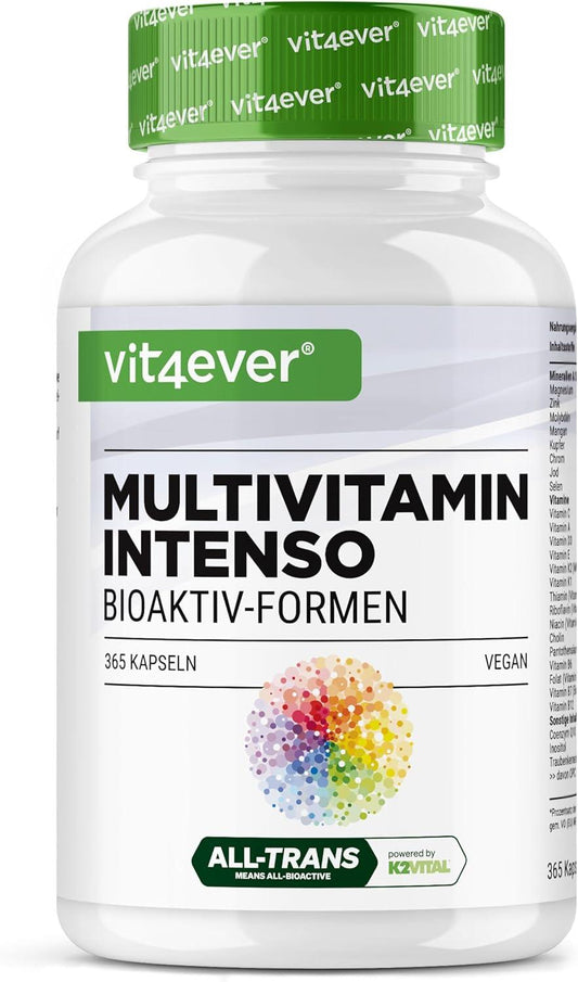 Premium Multivitamin A-Z - 365 hochdosierte Kapseln mit 26 Bioaktiv-Formen & Markenrohstoffe - Vitamine + Mineralien - All In One Komplex - Vegan - urmax