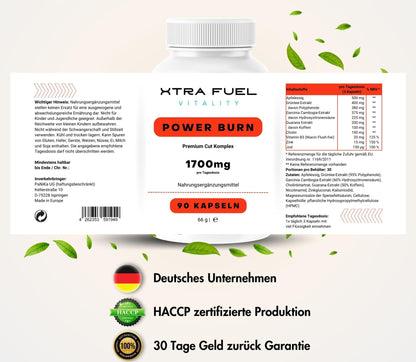 POWER BRN PLUS - Schnelle Formel mit 8-in-1 Rezeptur (hochdosiert) - Apfelessig, Grüntee, Cholin, Zink + weitere - 90 Kapseln mit hoher Bioverfügbarkeit - Premium Cut-Komplex - Vegan & Laborgeprüft - urmax