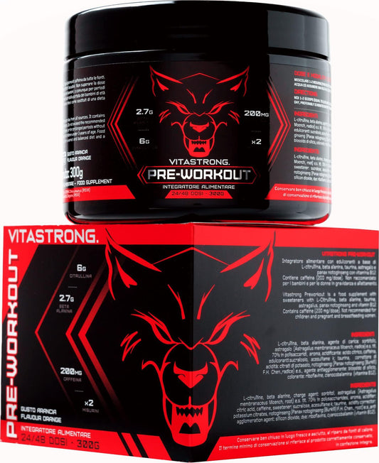 🔥 Vitastrong Pre Workout – 300 г | 24 дози | Портокалов вкус 🏋️‍♂️ Енергия, издръжливост и максимална концентрация за всяка тренировка! - urmax