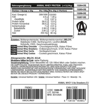 🍫 Universal Nutrition ANIMAL Whey Protein – 2.3 кг | Висококачествен Суроватъчен Протеин за Мускулен Растеж | 25 г Протеин на Доза 💪 Най-доброто гориво за мускулите – бързоусвоим суроватъчен протеин с невероятен вкус! - urmax