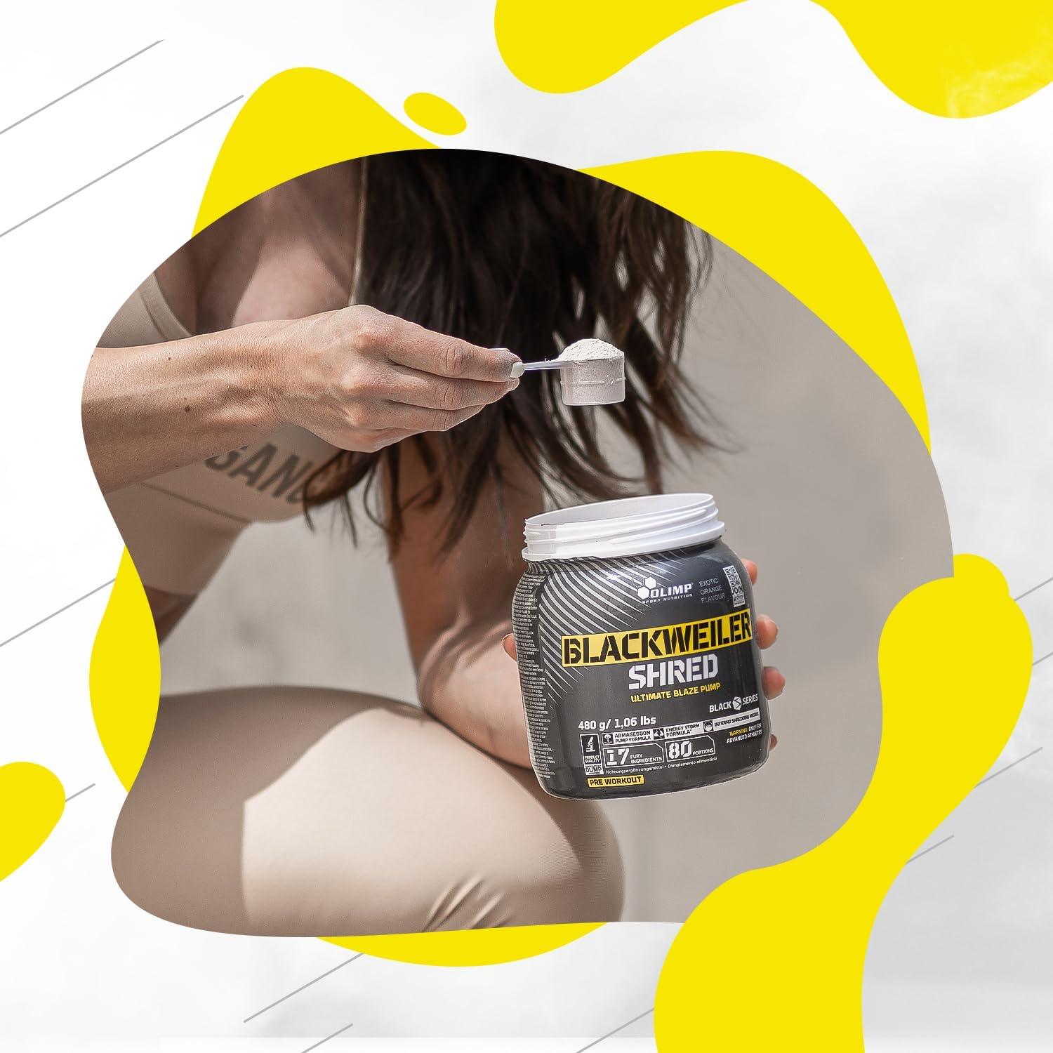 Olimp Sport Nutrition Blackweiler Shred, Exotic Orange, 480 g, Pre Workout Booster und Fettverbrenner, L-Arginin und Beta-Alanin - urmax