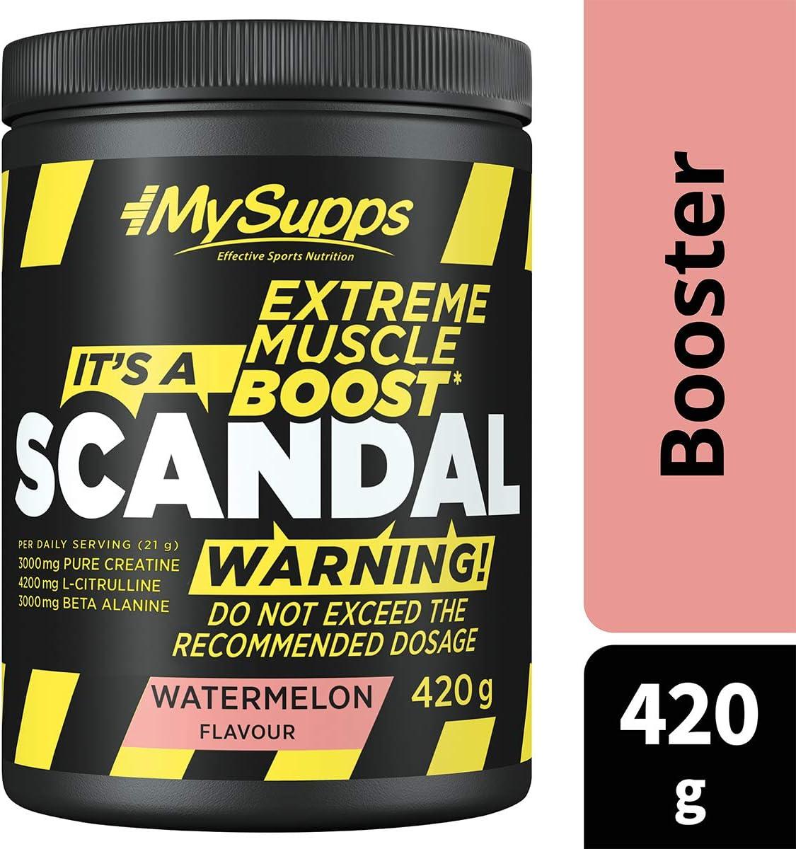 My Supps Scandal Pre Workout Booster 420g Wassermelone - Pump Trainingsbooster Pulver mit Koffein, Citrullin & Kreatin - Training Fitness Booster hochdosiert, Made in Germany - urmax