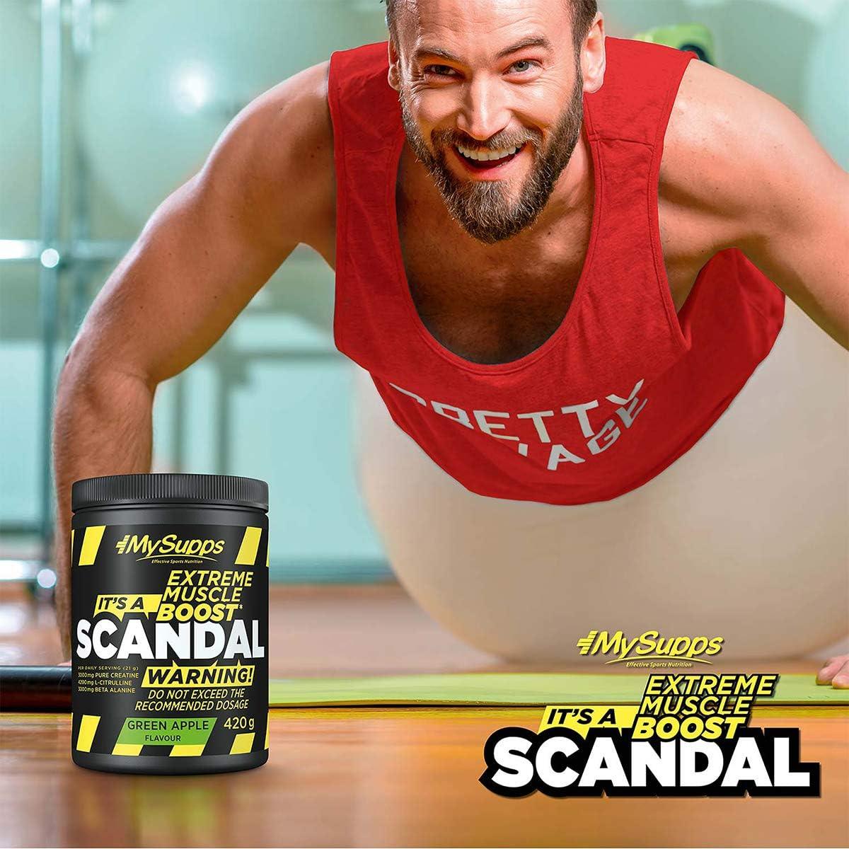 My Supps Scandal Pre Workout Booster 420g Wassermelone - Pump Trainingsbooster Pulver mit Koffein, Citrullin & Kreatin - Training Fitness Booster hochdosiert, Made in Germany - urmax