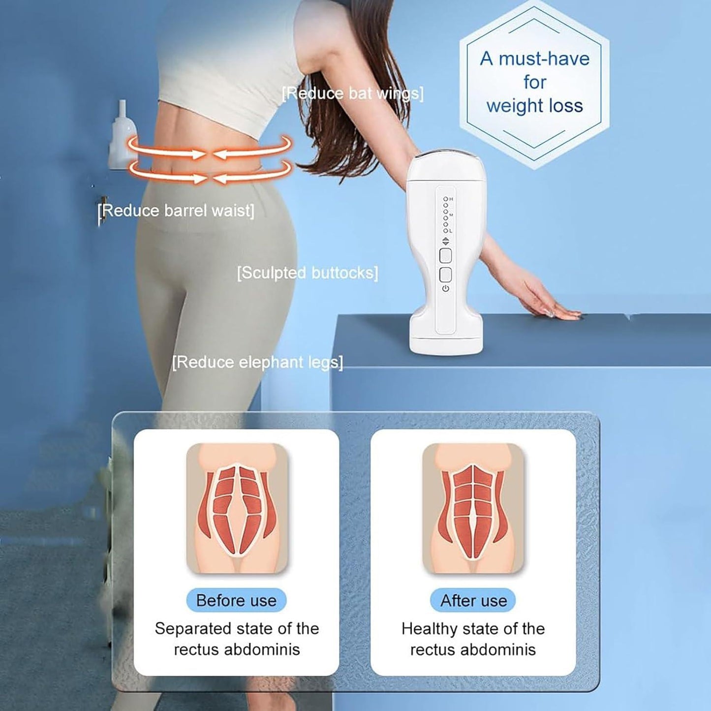 Body Shaper Beauty Machine - Fettverbrennungsmaschine, Kavitationsmaschine Fettverbrennung - Energieniveaus können frei eingestellt Werden. Massagegerät for den Heimgebrauch, for Arm, Taille, Bauch - urmax