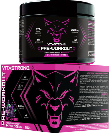 🔥 Vitastrong Pre Workout – 300 г | 24 дози | Портокалов вкус 🏋️‍♂️ Енергия, издръжливост и максимална концентрация за всяка тренировка! - urmax