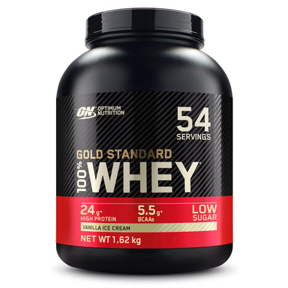 ON Gold Standard 100% Molkenproteinpulver für Muskelaufbau und -regeneration mit natürlich vorkommendem Glutamin und BCAA-Aminosäuren, Vanilla Ice Cream, 54 Portionen, 1,62 kg - urmax