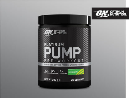 Optimum Nutrition Platinum PUMP Pre-Workout, Integratore Alimentare Pre-Workout Intenso Senza Caffeina con Fruitflow, Beta-Alanina, L-Arginina, L-Citrullina, Gusto Lime, 20 dosi, 380 g - urmax