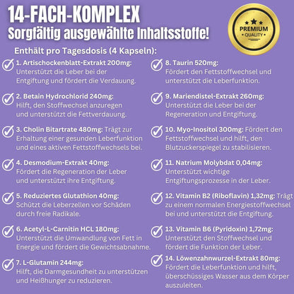 LIV LIXIR®, Leber Komplex, 120 Kapseln, Stoffwechsel beschleunigen, Leberkur, Laborgeprüft, 14-fach-Komplex, natürliche Inhaltsstoffe, Leber Entgiften, Fettleber, Cholin, Mariendistel - urmax