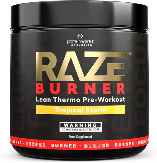 Protein Works Raze Burner Pre Workout Pulver | Tropisch | Thermogenic | Koffein, Carnitin & Tyrosin| 30 Portionen - urmax