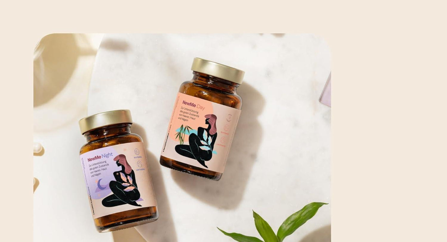 Health Labs Care Nahrungsergänzungsmittel für gesunde Haut, Haare und Nägel - mit hoch absorbierbares Fischkollagen - ergänzt die Ernährung mit Vitaminen und Mineralien - 60 Kapseln NewMe Day&Night - urmax