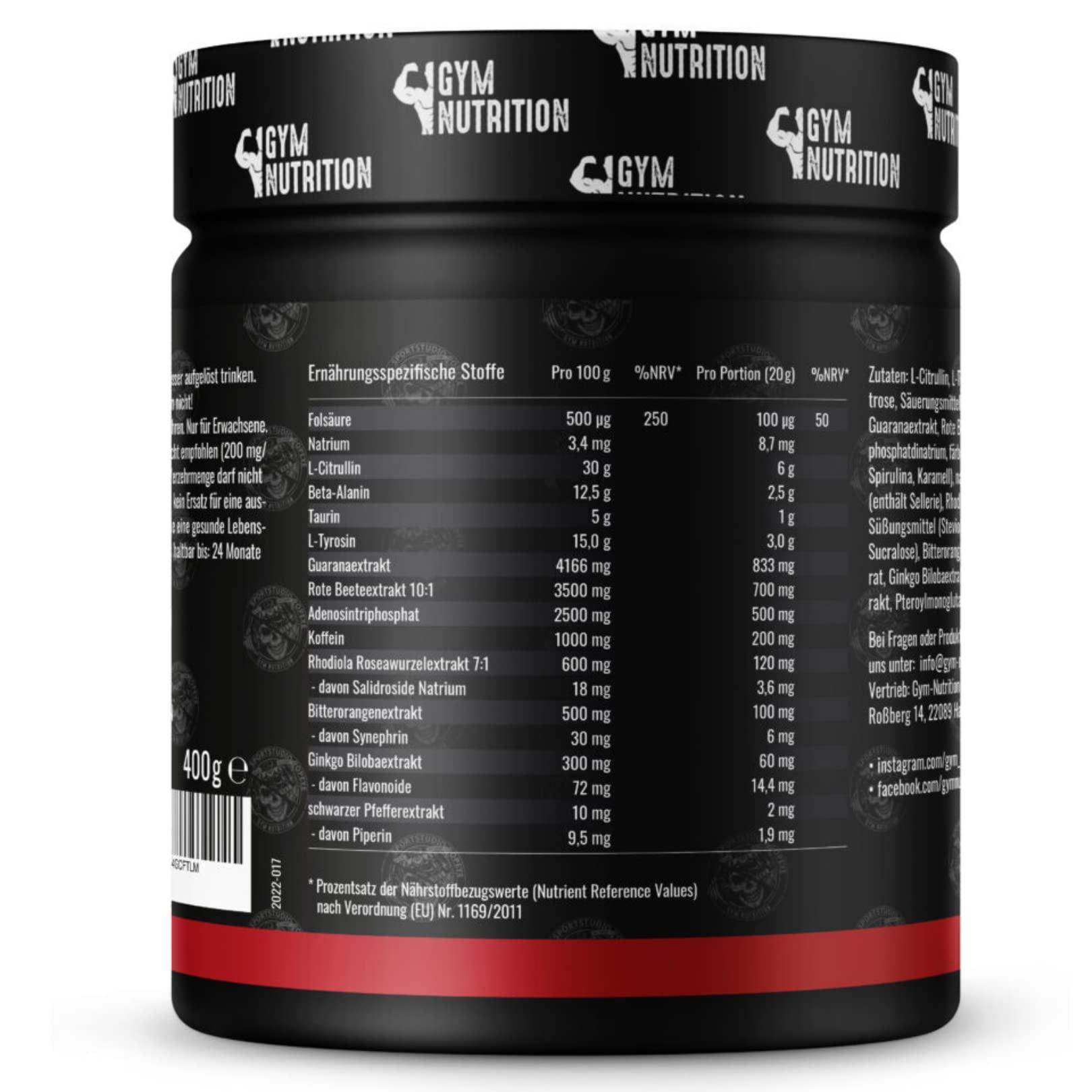 ROAD TO HELL - Ultra Hardcore Booster Pre workout - Pulver - ATP + L-Arginin + Citrullin + Beta Alanin + Koffein 400g in Zusammenarbeit mit Sportstudio Popeye Ice Tea Peach Geschmack Vegan - urmax