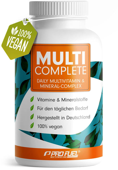 Vegane Vitamine & Mineralstoffe - 180 Kapseln - MULTI COMPLETE Multivitamin & Mineral-Komplex vegan: Vitamin A, B2, B12, D3, K2, Folsäure, Calcium, Magnesium, Zink, Eisen, Selen, Jod - 2 Monats-Vorrat - urmax