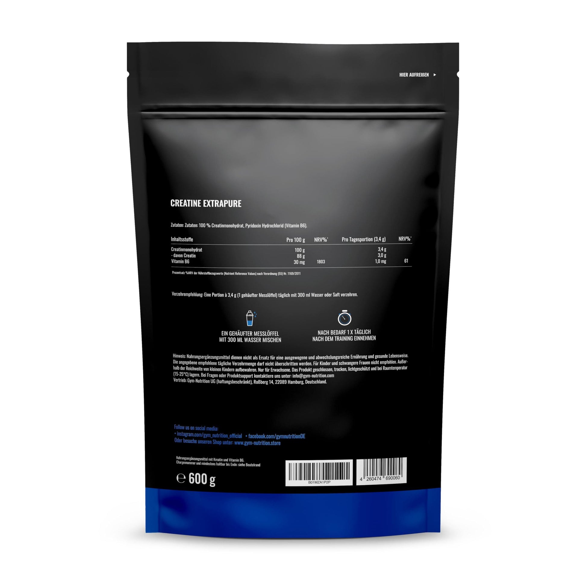 Creapure® Creatine Monohydrat Pulver 600g – Ултрачист креатин монохидрат 🚀 Повишете силата, издръжливостта и мускулния си растеж с най-чистата форма на креатин! - urmax