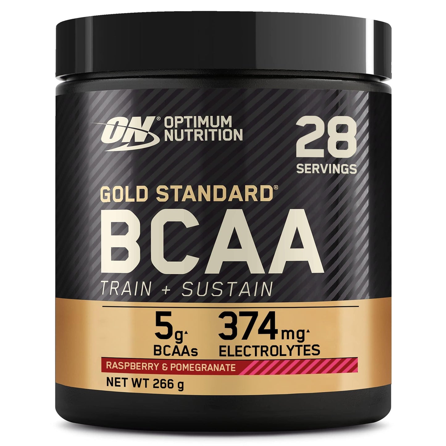 Optimum Nutrition Gold Standard BCAA Train + Sustain, Aminosäuren Pre-Workout-Pulver, Sportgetränk mit Vitamin C, Zink, Magnesium & Elektrolyten, Erdbeere-Kiwi-Geschmack, 28 Portionen, 266 g - urmax