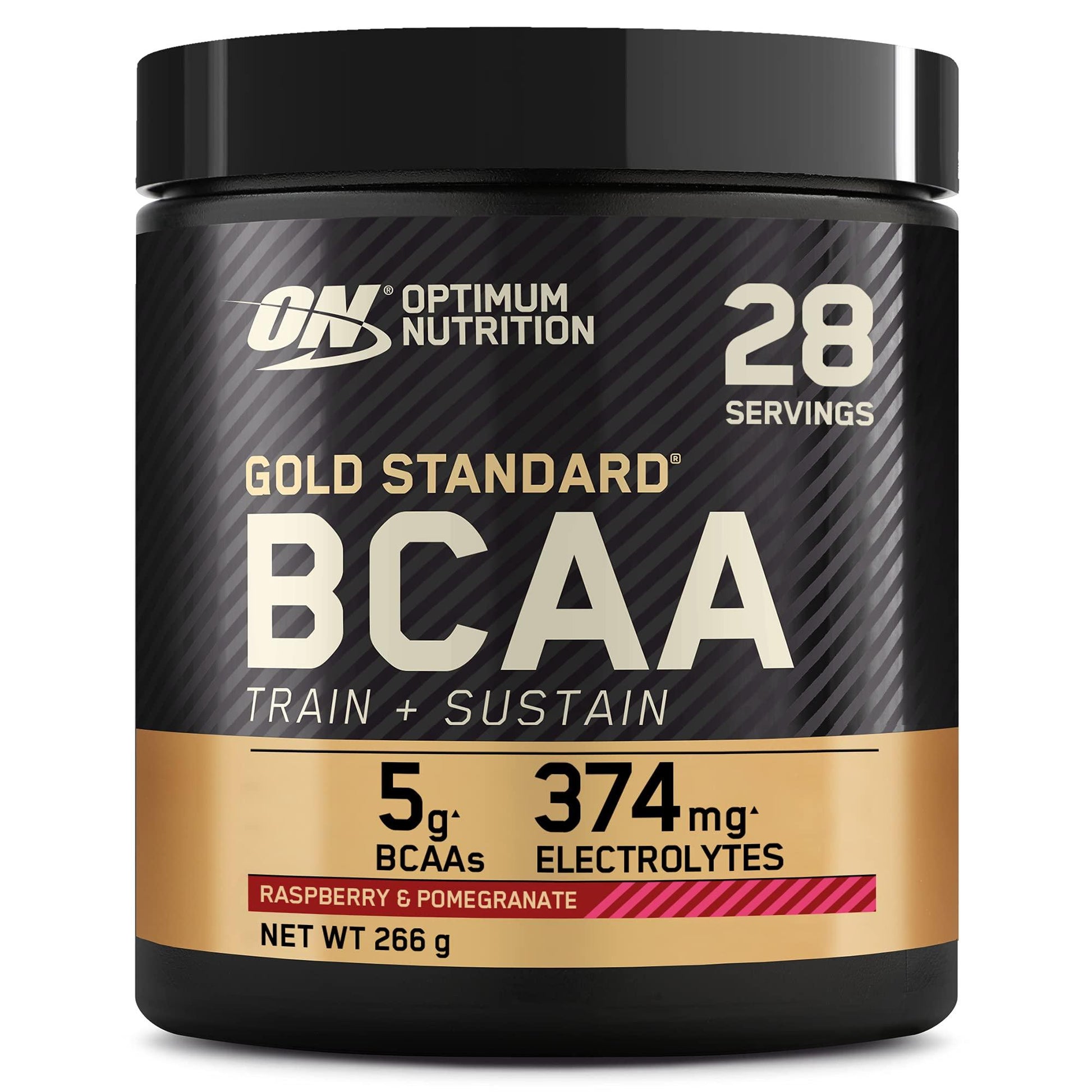 Optimum Nutrition Gold Standard BCAA Train + Sustain, Aminosäuren Pre-Workout-Pulver, Sportgetränk mit Vitamin C, Zink, Magnesium & Elektrolyten, Erdbeere-Kiwi-Geschmack, 28 Portionen, 266 g - urmax