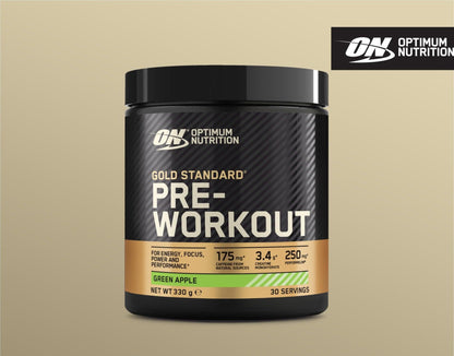 🔥 Optimum Nutrition Gold Standard Pre Workout – 330 г | 30 дози | Зелена ябълка 🍏 🏆 ПРЕДТРЕНИРОВЪЧЕН БУСТЕР С КРЕАТИН, БЕТА-АЛАНИН, КОФЕИН И ВИТАМИНИ B-КОМПЛЕКС - urmax