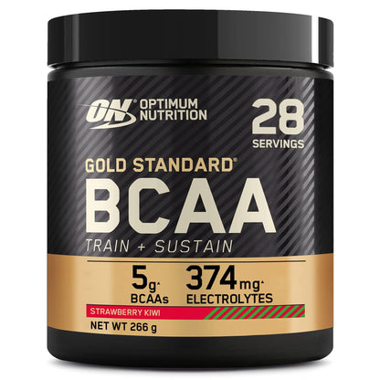 Optimum Nutrition Gold Standard BCAA Train + Sustain, Aminosäuren Pre-Workout-Pulver, Sportgetränk mit Vitamin C, Zink, Magnesium & Elektrolyten, Erdbeere-Kiwi-Geschmack, 28 Portionen, 266 g - urmax