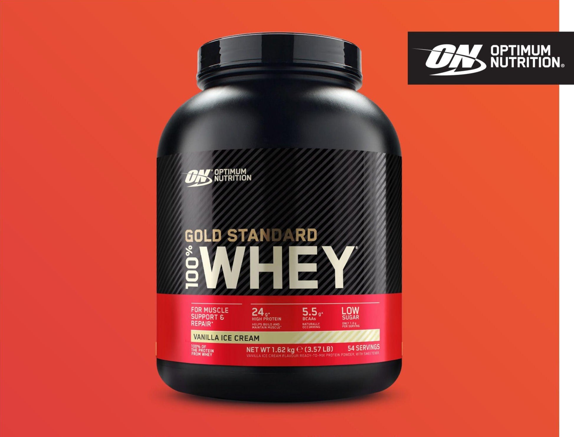 ON Gold Standard 100% Molkenproteinpulver für Muskelaufbau und -regeneration mit natürlich vorkommendem Glutamin und BCAA-Aminosäuren, Vanilla Ice Cream, 54 Portionen, 1,62 kg - urmax