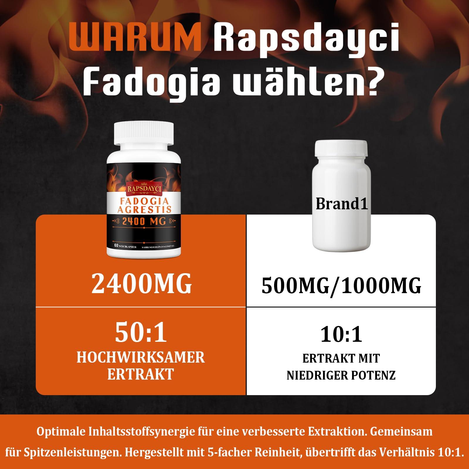 Rapsdayci Fadogia Agrestis, 2400 mg, Hochwirksamer 50:1-Extrakt, Leistungsstarkes Fadogia Agrestis-Ergänzungsmittel (60 stück (1er Pack)) - urmax