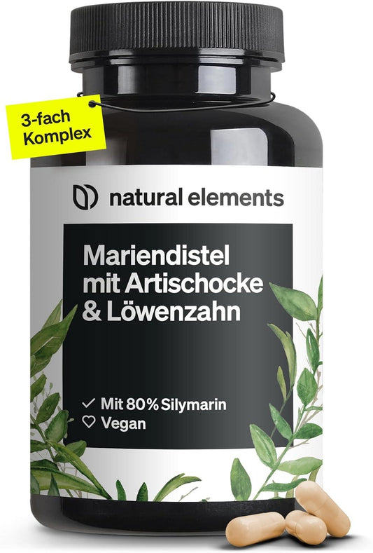 Marian Thistle, Artichoke & Dandelion Complex - 120 Capsules - Comparison Winner 2019* - High Dose with 80% Silymarin - No Magnesium Stearate, Vegan and Made in Germany. - urmax
