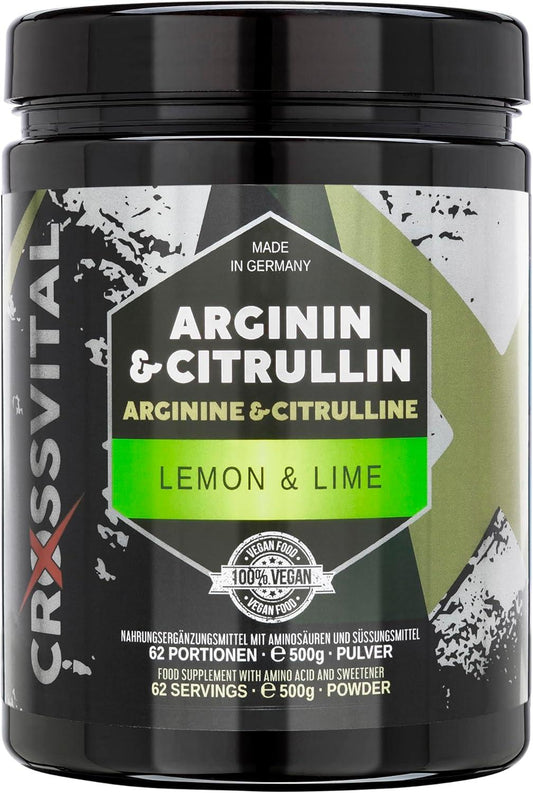 L-ARGININ & L-CITRULLIN Pulver I Lemon & Lime I CROSSVITAL I vegan I 500g I made in Germany - urmax