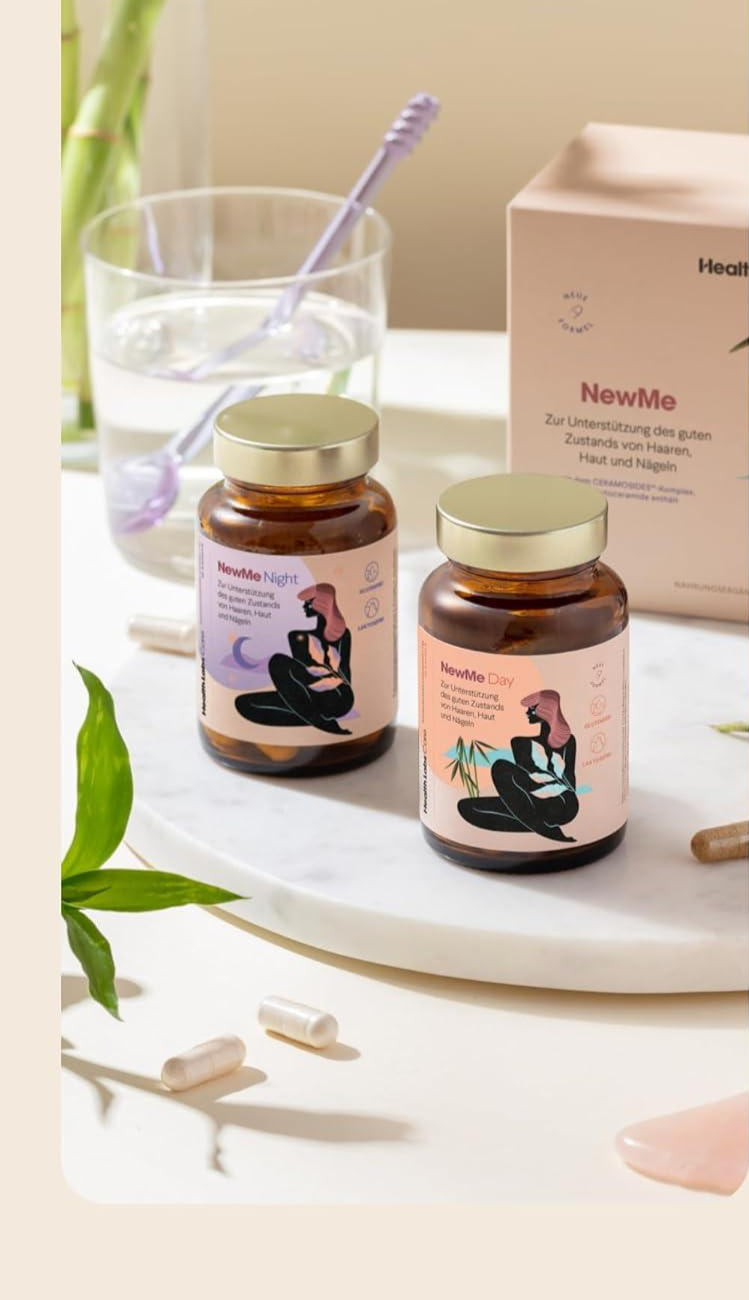 Health Labs Care Nahrungsergänzungsmittel für gesunde Haut, Haare und Nägel - mit hoch absorbierbares Fischkollagen - ergänzt die Ernährung mit Vitaminen und Mineralien - 60 Kapseln NewMe Day&Night - urmax