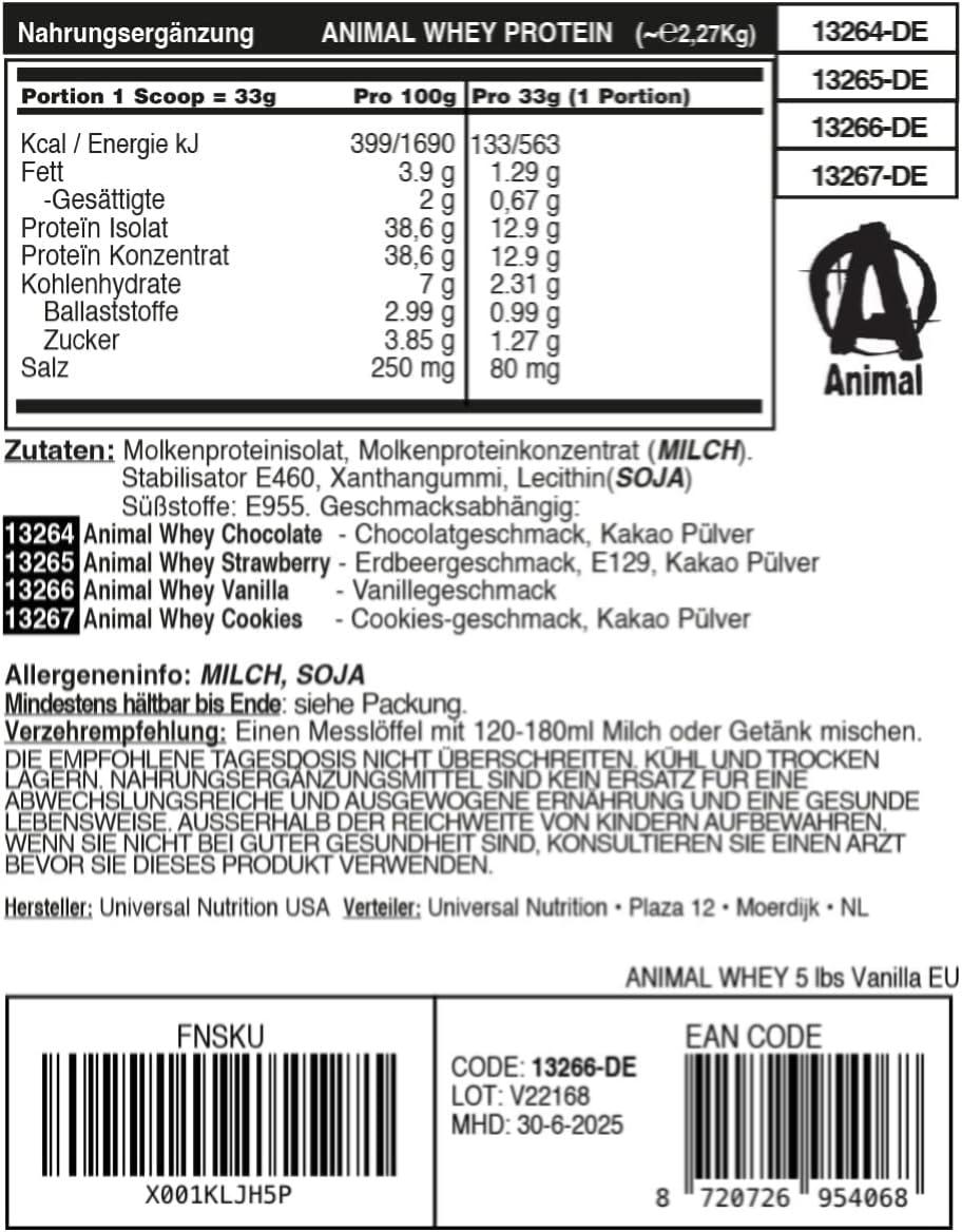 🍫 Universal Nutrition ANIMAL Whey Protein – 2.3 кг | Висококачествен Суроватъчен Протеин за Мускулен Растеж | 25 г Протеин на Доза 💪 Най-доброто гориво за мускулите – бързоусвоим суроватъчен протеин с невероятен вкус! - urmax