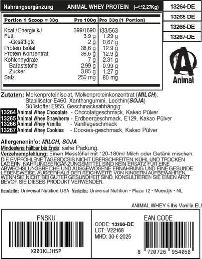 🍫 Universal Nutrition ANIMAL Whey Protein – 2.3 кг | Висококачествен Суроватъчен Протеин за Мускулен Растеж | 25 г Протеин на Доза 💪 Най-доброто гориво за мускулите – бързоусвоим суроватъчен протеин с невероятен вкус! - urmax