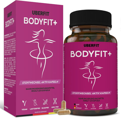 UberFit® Bodyfit+ Natural Metabolism Complex [Premium Quality] - with Guarana, Green Coffee, Green Tea, Garcinia Cambogia, White Kidney Beans, Chlorella, Ginseng and much more (120 Vegan Capsules) - urmax