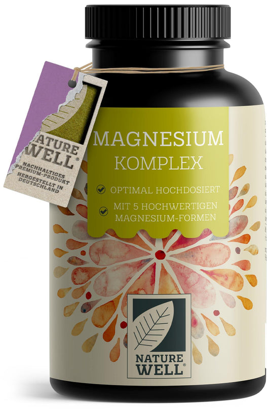 Magnesium Komplex 180 Kapseln, 400 mg pro Tag aus 5 hochwertigen -Formen: -Oxid, Citrat, Bisglycinat, Malat & Ascorbat, optimale Bioverfügbarkeit, Vorrat für 3 Monate - urmax