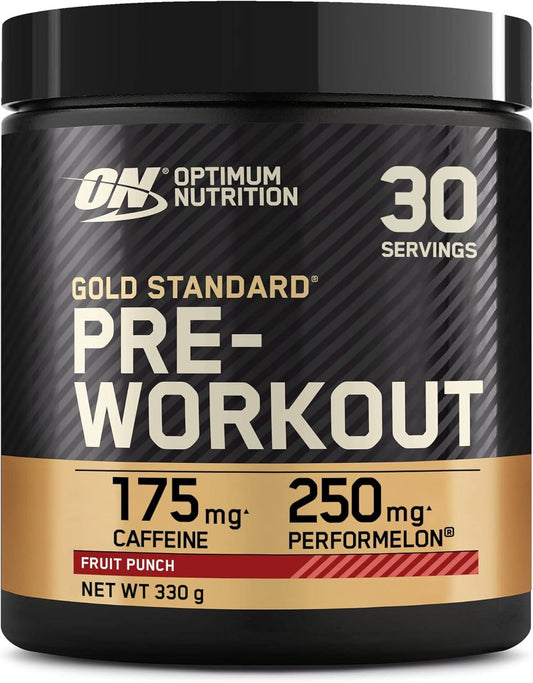 Optimum Nutrition Gold Standard Pre Workout Powder, Nahrungsergänzungsmittel mit Kreatin Monohydrat, Beta Alanin, Koffein und Vitamin B Komplex, Fruchtpunsch-Geschmack, 30 Portionen, 330 g - urmax