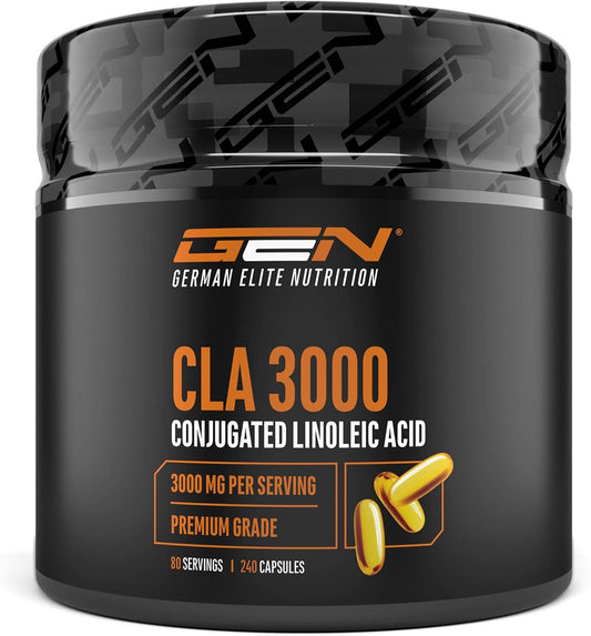 CLA - 240 Kapseln mit jeweils 1000 mg - Hochdosiert mit 3000 mg pro Tagesportion - Laborgeprüft - Konjugierte Linolsäure Fettsäure - Premium Qualität - German Elite Nutrition - urmax