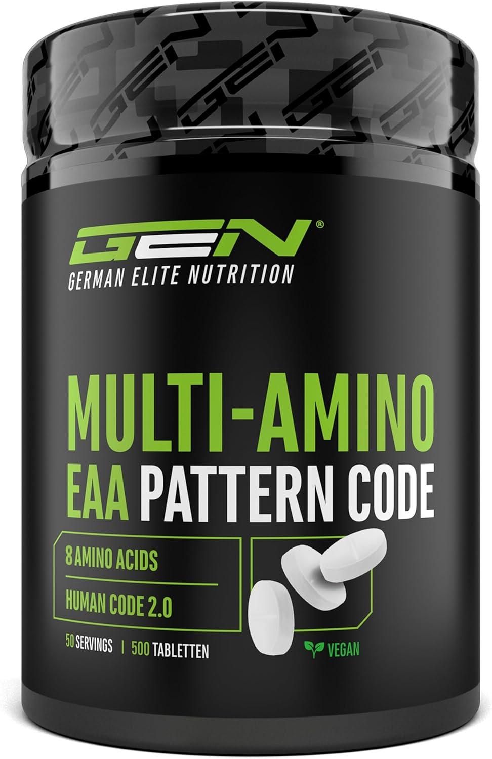 Multi Amino-EAA Pattern Code - 500 Tabletten mit je 1000 mg - Human Code Formel - Alle 8 essentielle Aminosäuren - Aus pflanzlicher Fermentation - Hochdosiert - Vegan - urmax